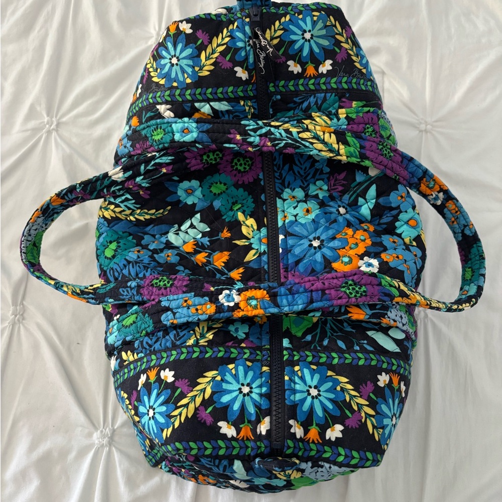 Vera Bradley Blue and Green Floral Small Duffel Travel Bag